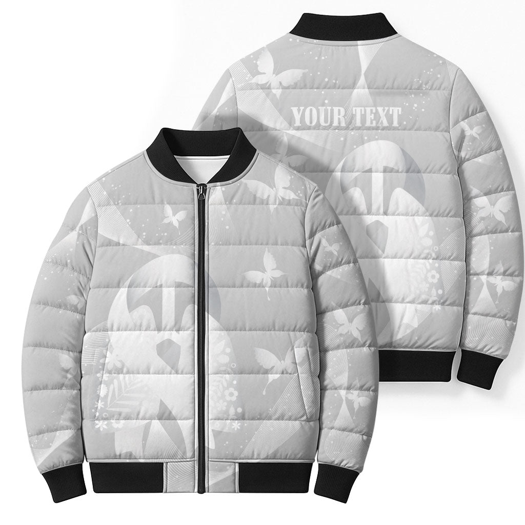 Australia Lung Cancer Awareness Personalised Bomber Puffer Jacket Butterfly Ribbon Art