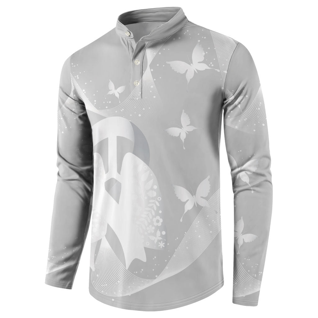 Australia Lung Cancer Awareness Personalised Button Sweatshirt Butterfly Ribbon Art
