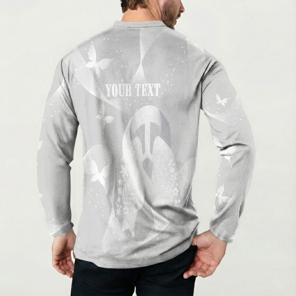 Australia Lung Cancer Awareness Personalised Button Sweatshirt Butterfly Ribbon Art