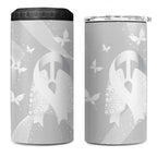 Australia Lung Cancer Awareness Personalised 4 in 1 Can Cooler Tumbler Butterfly Ribbon Art