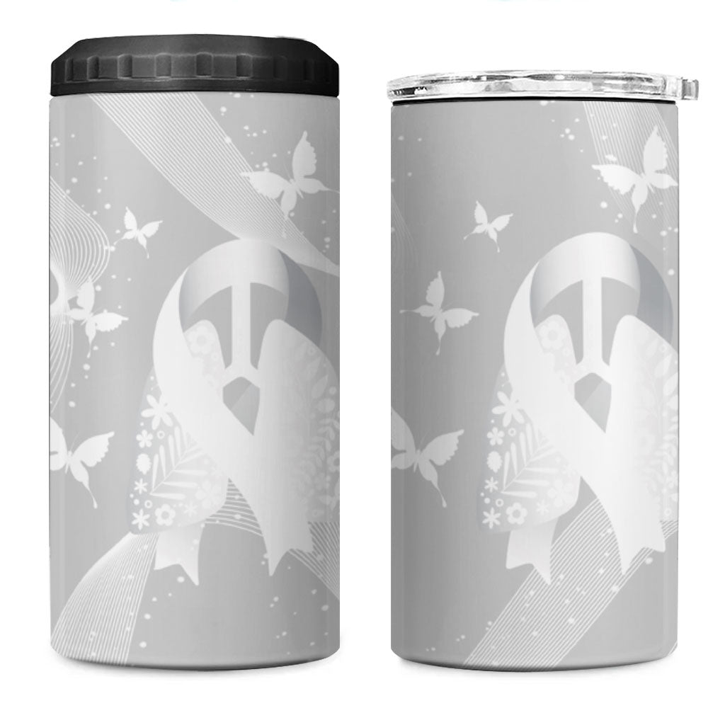 Australia Lung Cancer Awareness Personalised 4 in 1 Can Cooler Tumbler Butterfly Ribbon Art