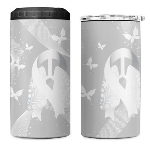 Australia Lung Cancer Awareness Personalised 4 in 1 Can Cooler Tumbler Butterfly Ribbon Art