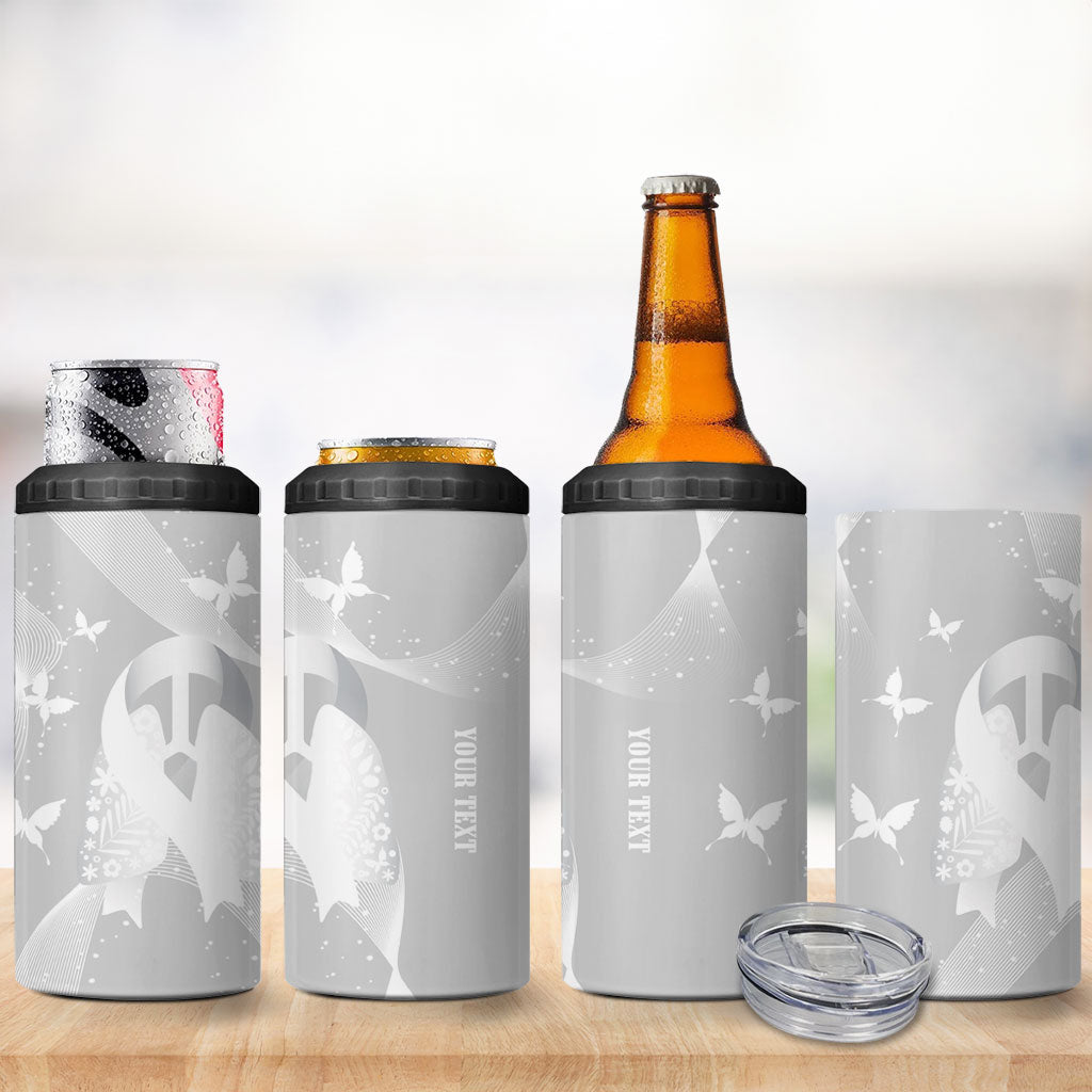Australia Lung Cancer Awareness Personalised 4 in 1 Can Cooler Tumbler Butterfly Ribbon Art