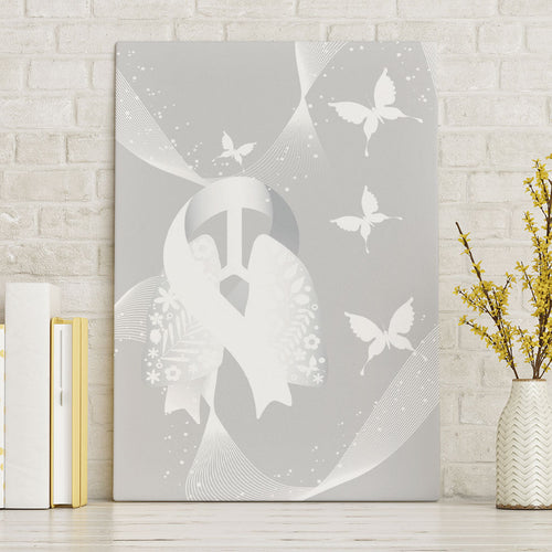 Australia Lung Cancer Awareness Canvas Wall Art Butterfly Ribbon Art