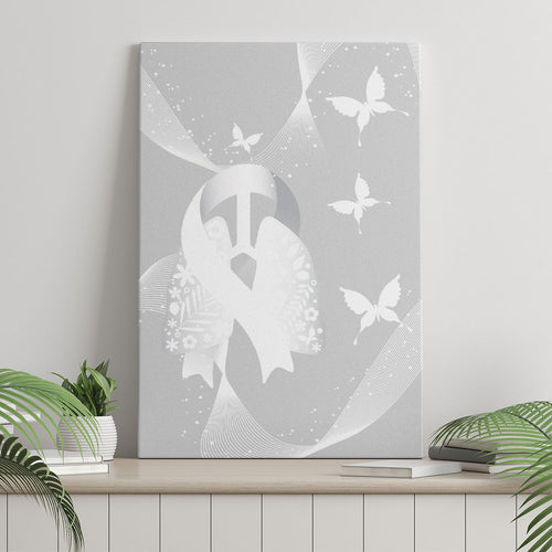 Australia Lung Cancer Awareness Canvas Wall Art Butterfly Ribbon Art