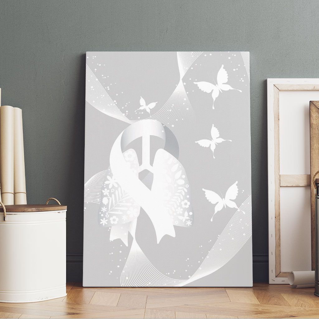 Australia Lung Cancer Awareness Canvas Wall Art Butterfly Ribbon Art