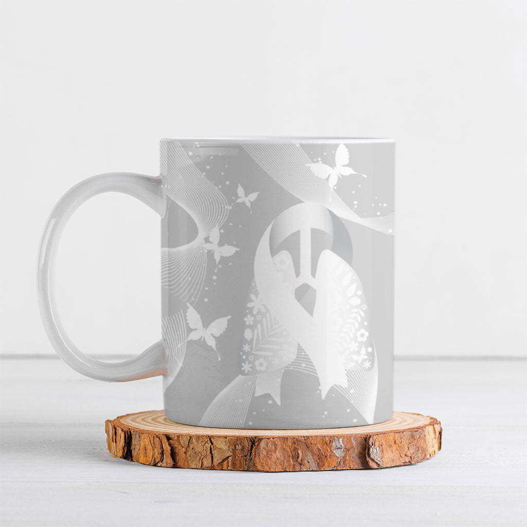Australia Lung Cancer Awareness Personalised Ceramic Mug Butterfly Ribbon Art