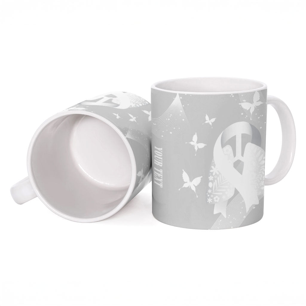 Australia Lung Cancer Awareness Personalised Ceramic Mug Butterfly Ribbon Art