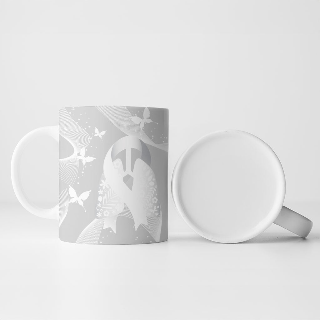 Australia Lung Cancer Awareness Personalised Ceramic Mug Butterfly Ribbon Art