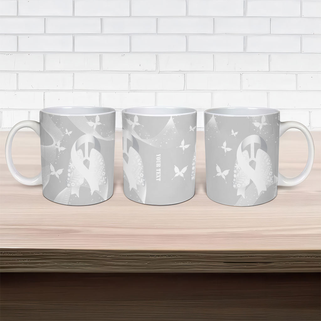 Australia Lung Cancer Awareness Personalised Ceramic Mug Butterfly Ribbon Art