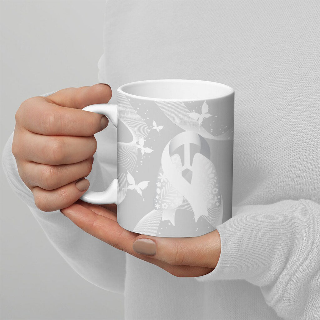 Australia Lung Cancer Awareness Personalised Ceramic Mug Butterfly Ribbon Art