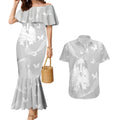 Australia Lung Cancer Awareness Personalised Couples Matching Mermaid Dress and Hawaiian Shirt Butterfly Ribbon Art