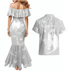Australia Lung Cancer Awareness Personalised Couples Matching Mermaid Dress and Hawaiian Shirt Butterfly Ribbon Art