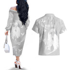 Australia Lung Cancer Awareness Personalised Couples Matching Off The Shoulder Long Sleeve Dress and Hawaiian Shirt Butterfly Ribbon Art