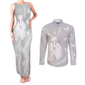 Australia Lung Cancer Awareness Personalised Couples Matching Tank Maxi Dress and Long Sleeve Button Shirt Butterfly Ribbon Art