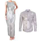 Australia Lung Cancer Awareness Personalised Couples Matching Tank Maxi Dress and Long Sleeve Button Shirt Butterfly Ribbon Art