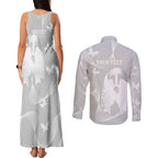 Australia Lung Cancer Awareness Personalised Couples Matching Tank Maxi Dress and Long Sleeve Button Shirt Butterfly Ribbon Art