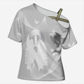 Australia Lung Cancer Awareness Personalised Cross Shoulder Shirt Butterfly Ribbon Art