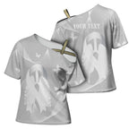 Australia Lung Cancer Awareness Personalised Cross Shoulder Shirt Butterfly Ribbon Art