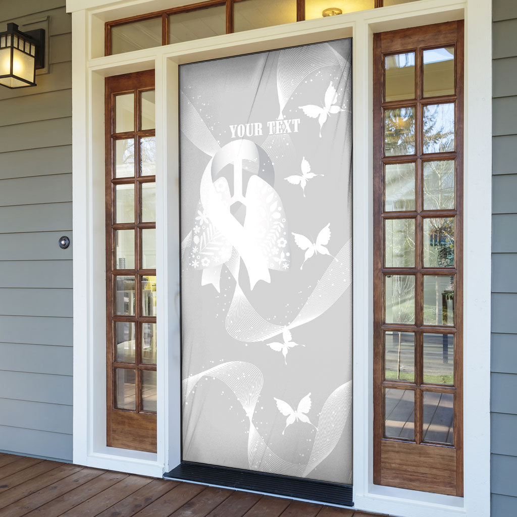 Australia Lung Cancer Awareness Personalised Door Cover Butterfly Ribbon Art