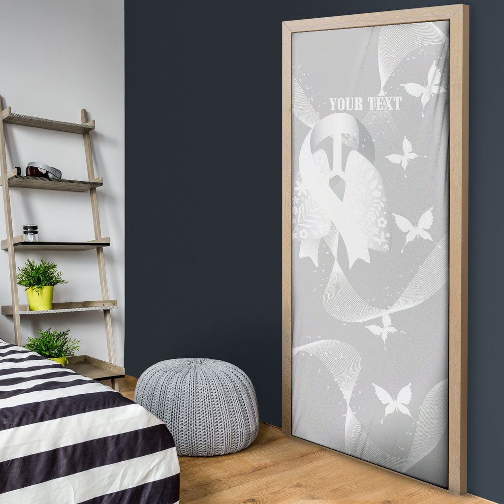 Australia Lung Cancer Awareness Personalised Door Cover Butterfly Ribbon Art