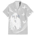 Australia Lung Cancer Awareness Personalised Family Matching Long Sleeve Bodycon Dress and Hawaiian Shirt Butterfly Ribbon Art