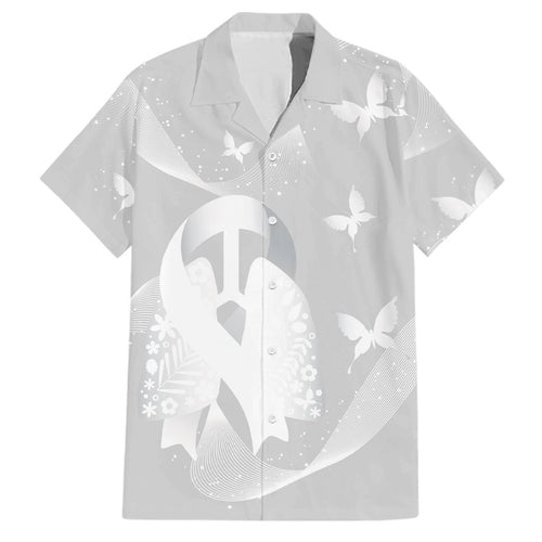 Australia Lung Cancer Awareness Personalised Family Matching Long Sleeve Bodycon Dress and Hawaiian Shirt Butterfly Ribbon Art