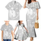 Australia Lung Cancer Awareness Personalised Family Matching Mermaid Dress and Hawaiian Shirt Butterfly Ribbon Art