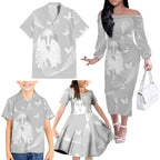 Australia Lung Cancer Awareness Personalised Family Matching Off The Shoulder Long Sleeve Dress and Hawaiian Shirt Butterfly Ribbon Art