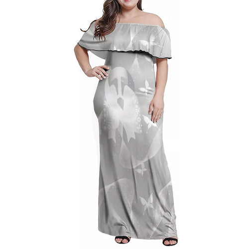 Australia Lung Cancer Awareness Personalised Family Matching Off Shoulder Maxi Dress and Hawaiian Shirt Butterfly Ribbon Art