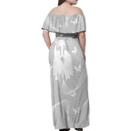 Australia Lung Cancer Awareness Personalised Family Matching Off Shoulder Maxi Dress and Hawaiian Shirt Butterfly Ribbon Art