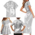 Australia Lung Cancer Awareness Personalised Family Matching Short Sleeve Bodycon Dress and Hawaiian Shirt Butterfly Ribbon Art