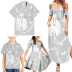 Australia Lung Cancer Awareness Personalised Family Matching Summer Maxi Dress and Hawaiian Shirt Butterfly Ribbon Art
