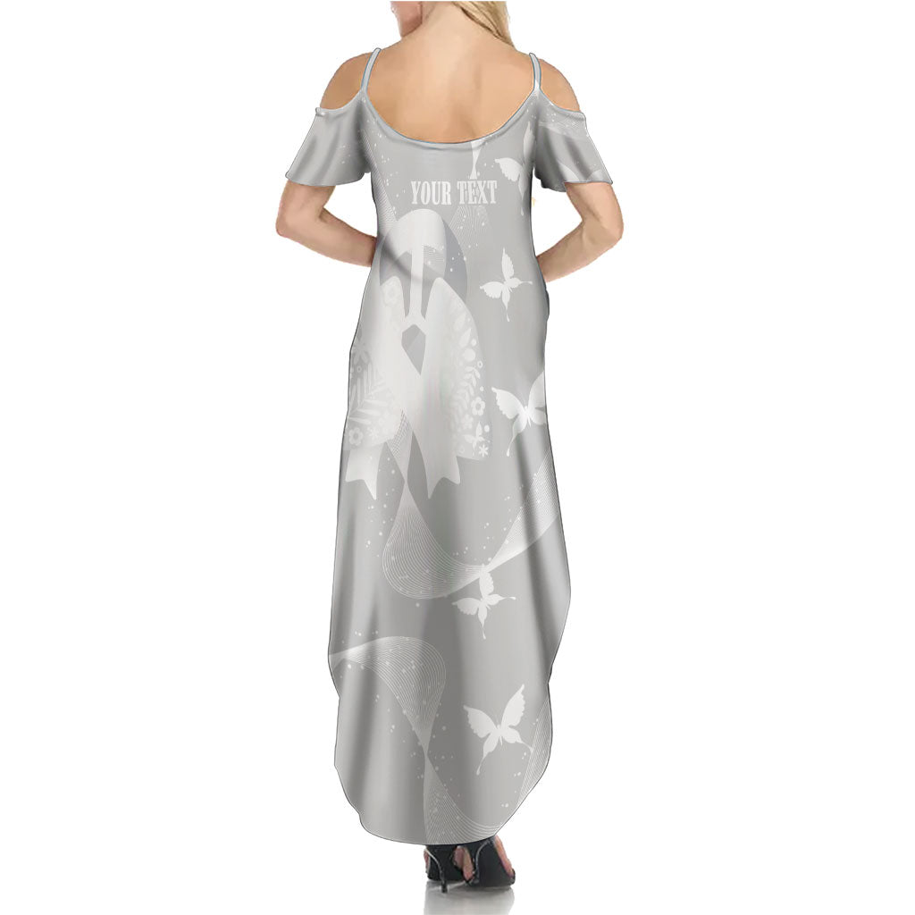 Australia Lung Cancer Awareness Personalised Family Matching Summer Maxi Dress and Hawaiian Shirt Butterfly Ribbon Art
