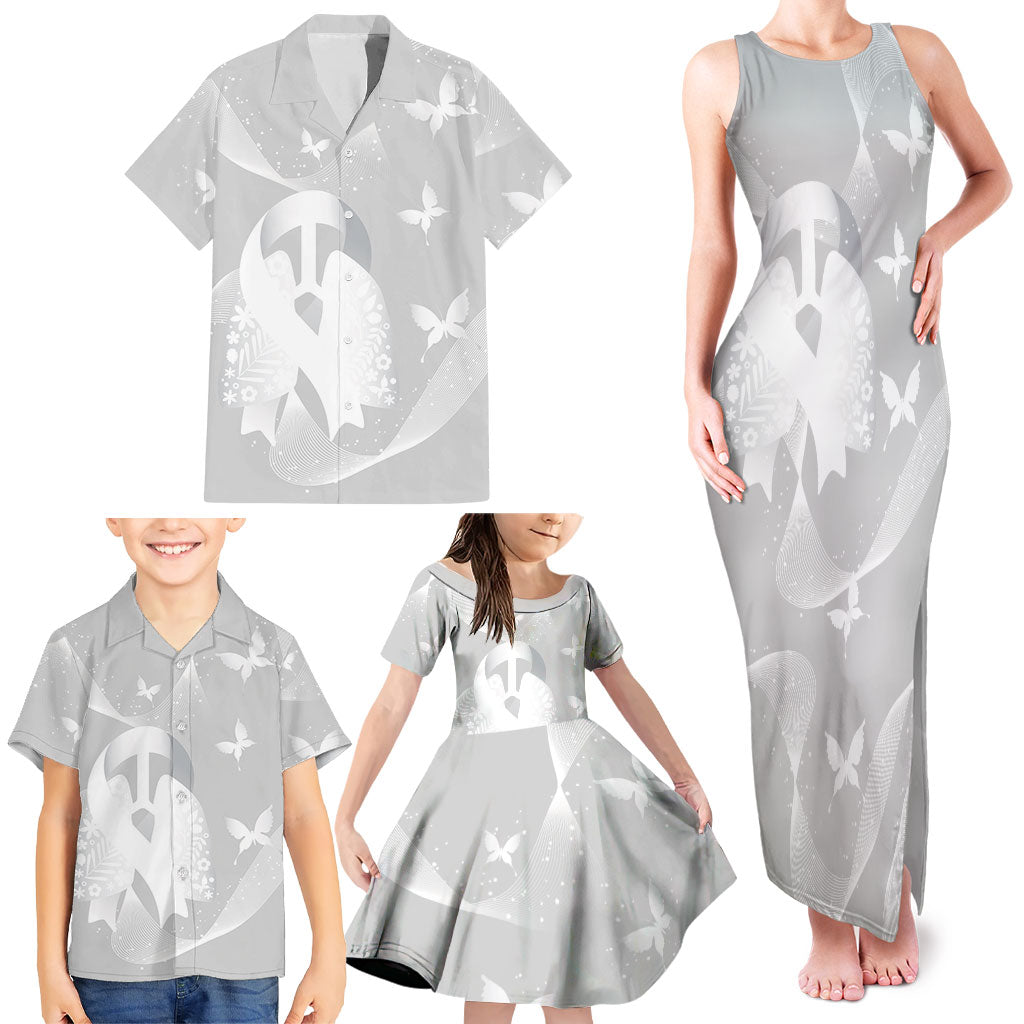 Australia Lung Cancer Awareness Personalised Family Matching Tank Maxi Dress and Hawaiian Shirt Butterfly Ribbon Art