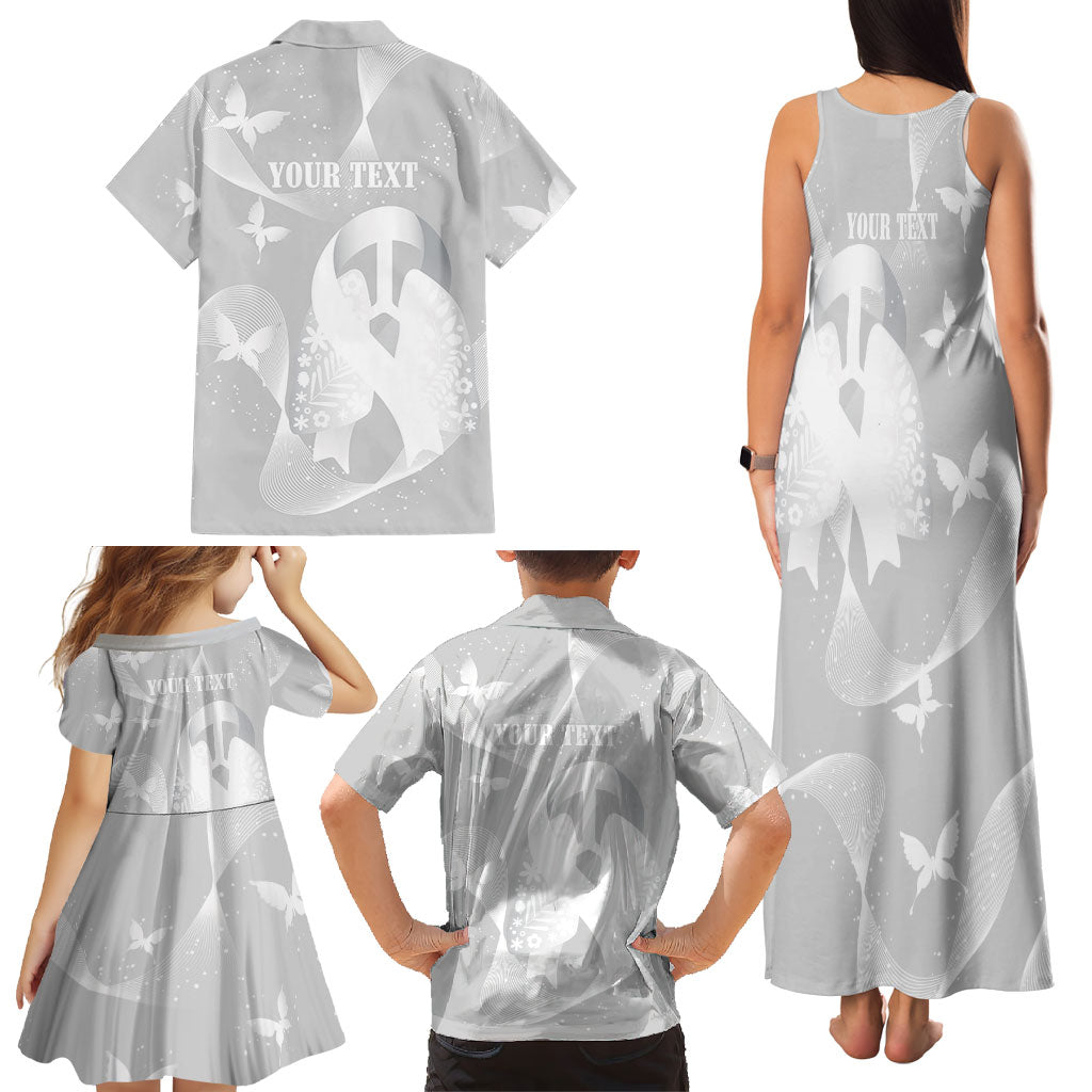 Australia Lung Cancer Awareness Personalised Family Matching Tank Maxi Dress and Hawaiian Shirt Butterfly Ribbon Art
