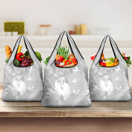 Australia Lung Cancer Awareness Grocery Bag Butterfly Ribbon Art