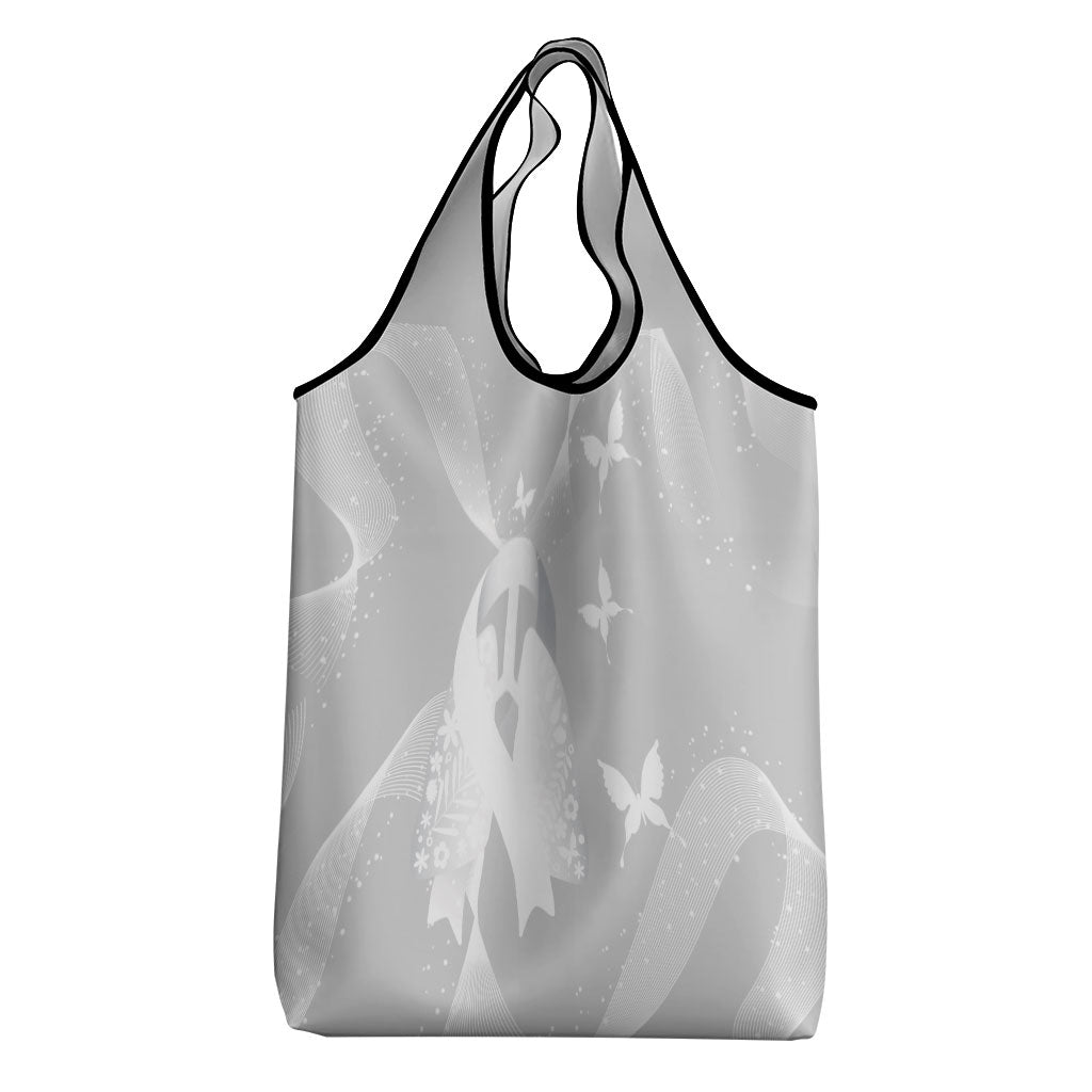 Australia Lung Cancer Awareness Grocery Bag Butterfly Ribbon Art