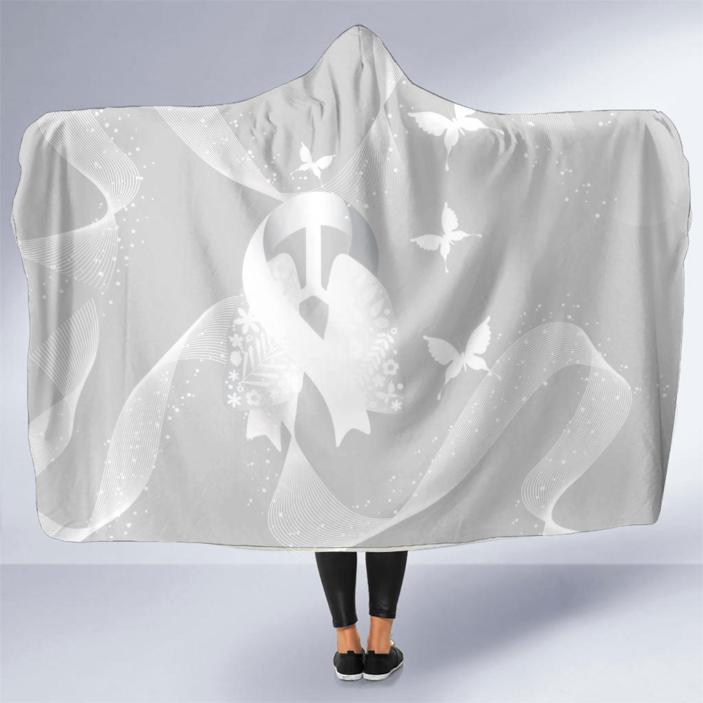 Australia Lung Cancer Awareness Hooded Blanket Butterfly Ribbon Art