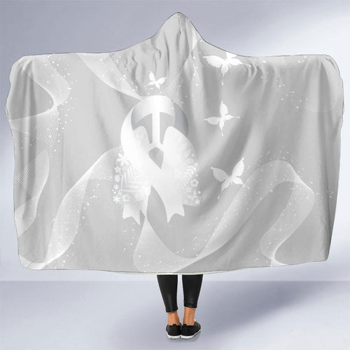 Australia Lung Cancer Awareness Hooded Blanket Butterfly Ribbon Art