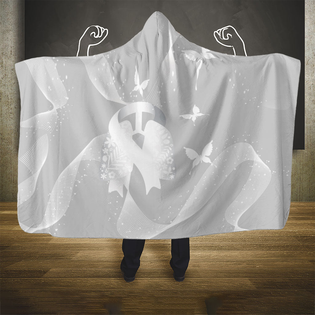 Australia Lung Cancer Awareness Hooded Blanket Butterfly Ribbon Art