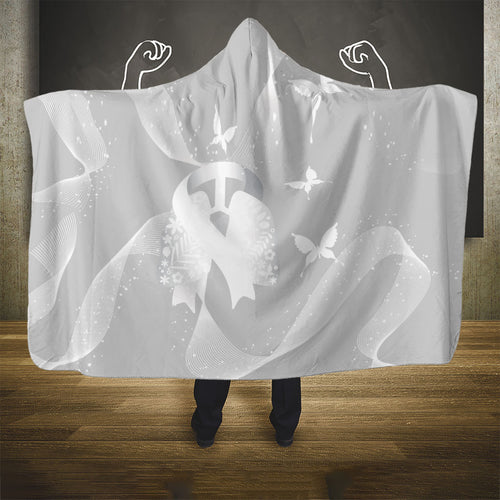 Australia Lung Cancer Awareness Hooded Blanket Butterfly Ribbon Art