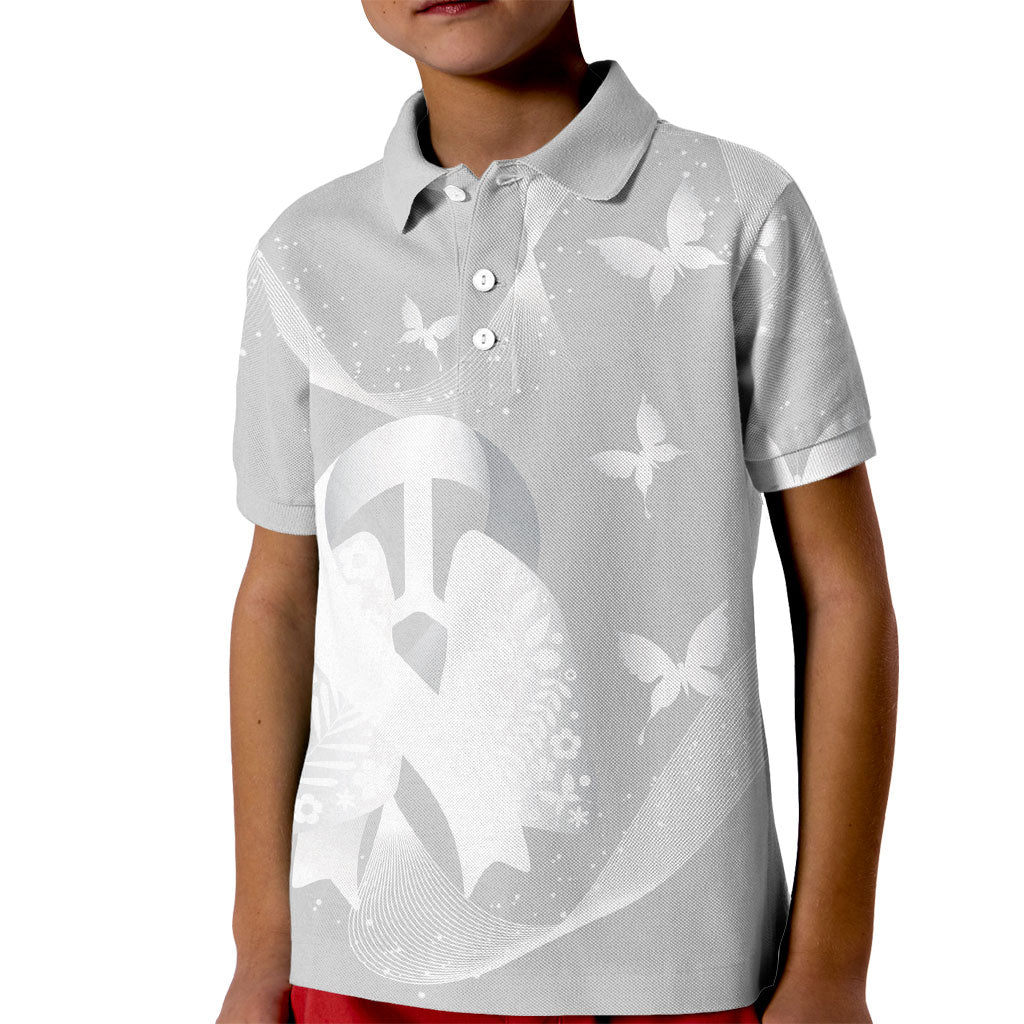 Australia Lung Cancer Awareness Personalised Kid Polo Shirt Butterfly Ribbon Art