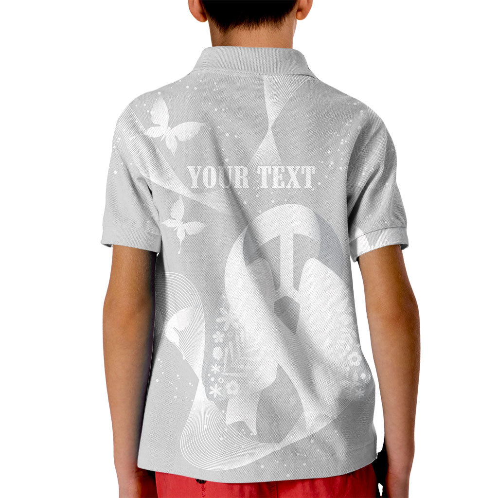 Australia Lung Cancer Awareness Personalised Kid Polo Shirt Butterfly Ribbon Art