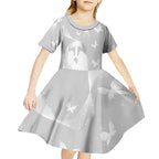 Australia Lung Cancer Awareness Personalised Kid Short Sleeve Dress Butterfly Ribbon Art