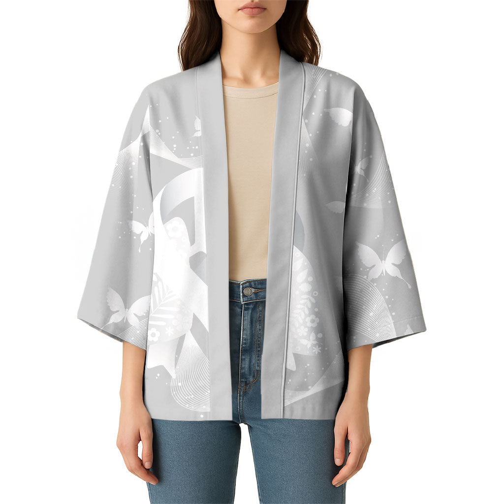 Australia Lung Cancer Awareness Personalised Kimono Butterfly Ribbon Art