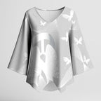 Australia Lung Cancer Awareness Personalised Kimono Sleeve Blouse Butterfly Ribbon Art