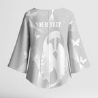 Australia Lung Cancer Awareness Personalised Kimono Sleeve Blouse Butterfly Ribbon Art
