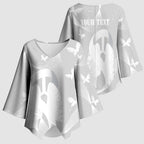 Australia Lung Cancer Awareness Personalised Kimono Sleeve Blouse Butterfly Ribbon Art