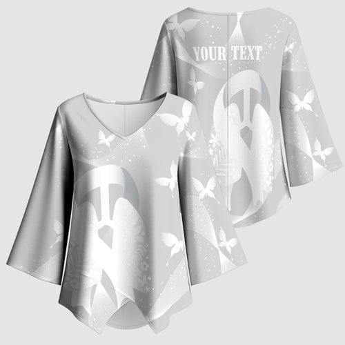 Australia Lung Cancer Awareness Personalised Kimono Sleeve Blouse Butterfly Ribbon Art
